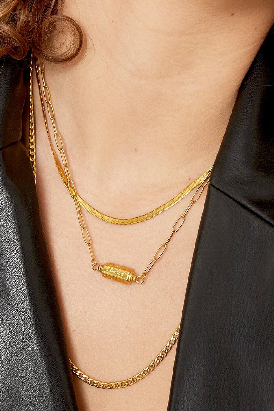 Collier Pendentif Lune Etoiles Couleur or Acier inoxydable Image2
